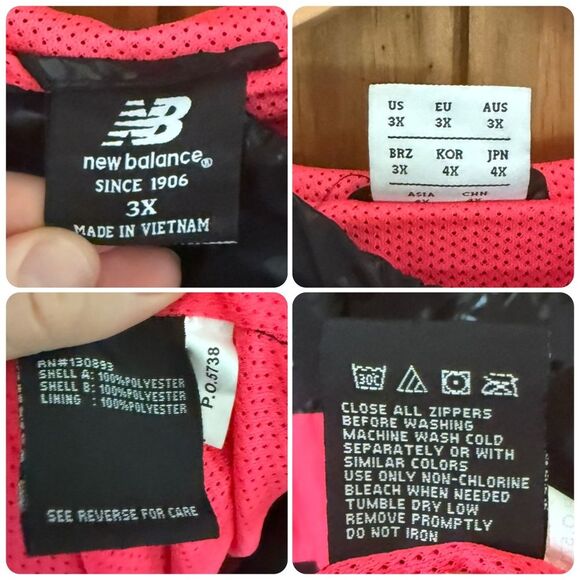 New Balance Zip Up Hooded Windbreaker Jacket in Black/Pink - Picture 5 of 7
